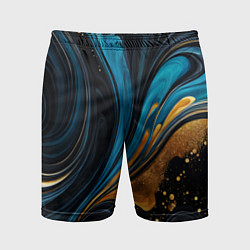 Мужские спортивные шорты Сине-золотая абстракция
