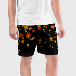 Шорты спортивные мужские Осенние листья на черном, цвет: 3D-принт — фото 2