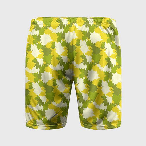 Мужские спортивные шорты Яркий камуфляж желтые и зеленые пятна / 3D-принт – фото 2