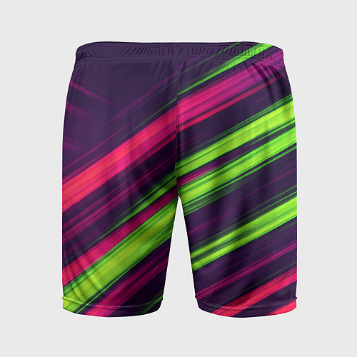 Мужские спортивные шорты Фиолетово-зеленые линии / 3D-принт – фото 2
