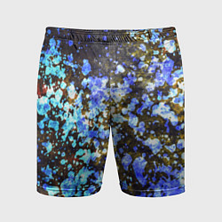 Мужские спортивные шорты Абстракция - blue and white spots on a dark backgr