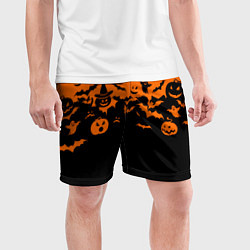 Шорты спортивные мужские Хэллоуин тыквы и призраки, цвет: 3D-принт — фото 2