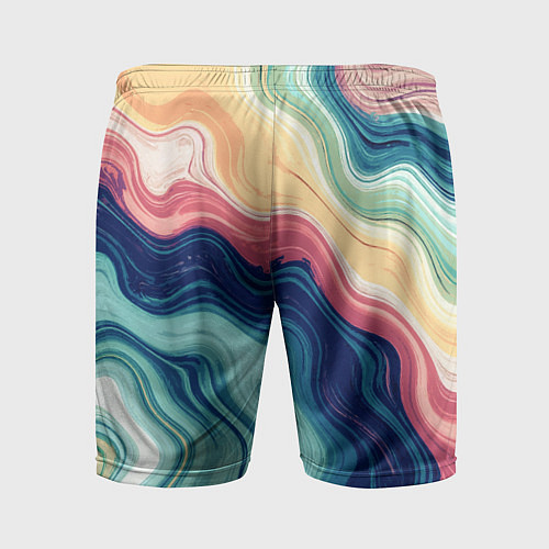 Мужские спортивные шорты Абстрактные волнистые линии синий / 3D-принт – фото 2