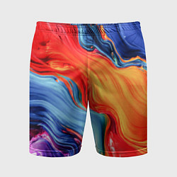 Шорты спортивные мужские Красно-синие масляные краски смешение абстракция, цвет: 3D-принт