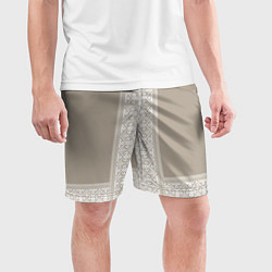 Шорты спортивные мужские Славянский орнамент-вышиванка рубаха, цвет: 3D-принт — фото 2