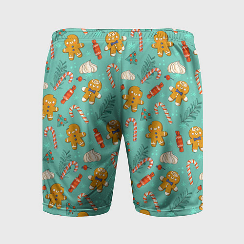 Мужские спортивные шорты Новогодний паттерн печенье с конфетами / 3D-принт – фото 2
