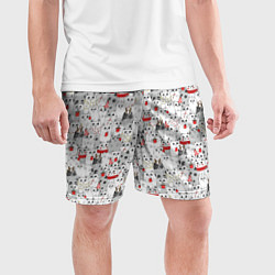 Шорты спортивные мужские Новогодние котики, цвет: 3D-принт — фото 2