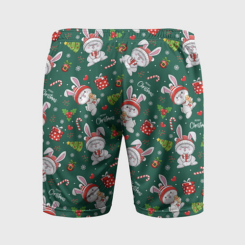 Мужские спортивные шорты Новогодние зайчики / 3D-принт – фото 2