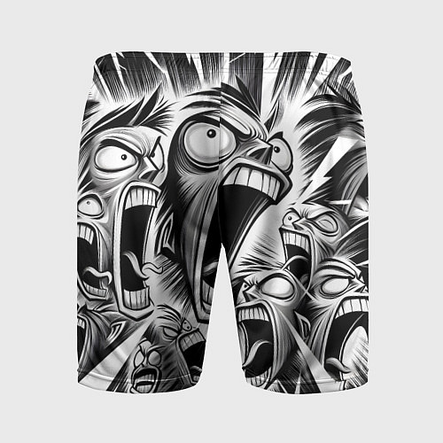Мужские спортивные шорты Орущие рожицы и чёрные молнии - нейроарт / 3D-принт – фото 2