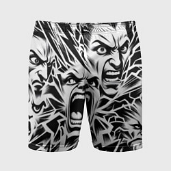 Шорты спортивные мужские Свирепые лица и молнии - нейроарт, цвет: 3D-принт