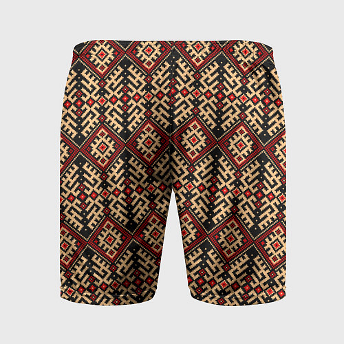 Мужские спортивные шорты Славянский вышивной орнамент макошь / 3D-принт – фото 2