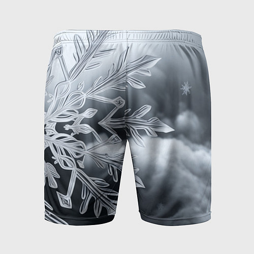 Мужские спортивные шорты Снежинка на черно белое / 3D-принт – фото 2
