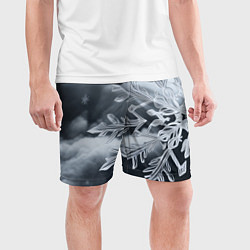 Шорты спортивные мужские Снежинка на черно белое, цвет: 3D-принт — фото 2