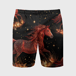 Шорты спортивные мужские Огненные лошади - паттерн, цвет: 3D-принт