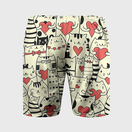 Мужские спортивные шорты Любящие котики / 3D-принт – фото 2