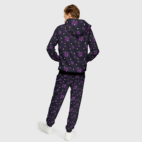 Мужской костюм Фиолетовые розы на темном фоне / 3D-Черный – фото 4