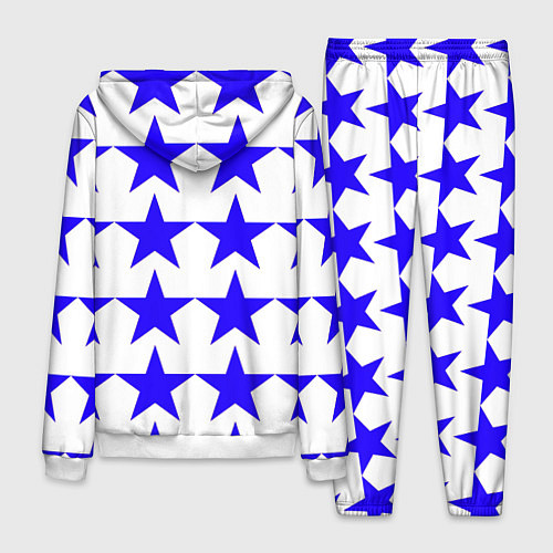 Мужской костюм Синие звёзды на белом фоне / 3D-Белый – фото 2