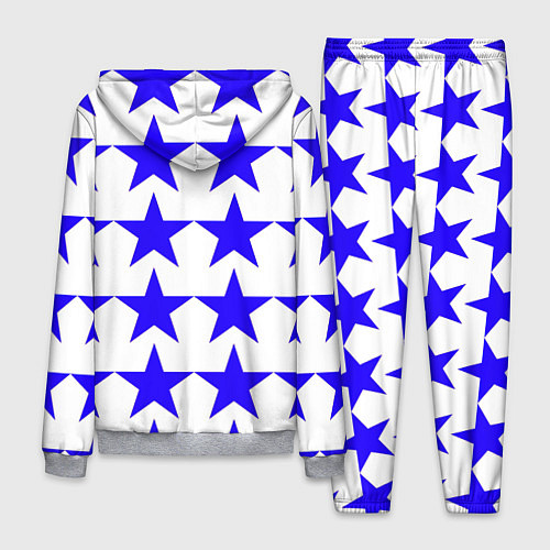 Мужской костюм Синие звёзды на белом фоне / 3D-Меланж – фото 2