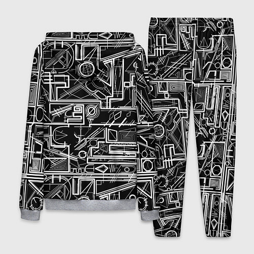 Мужской костюм Белые абстрактные линии / 3D-Меланж – фото 2