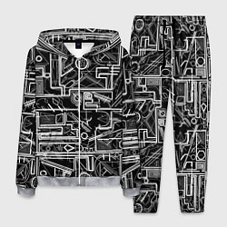 Костюм мужской Белые абстрактные линии, цвет: 3D-меланж