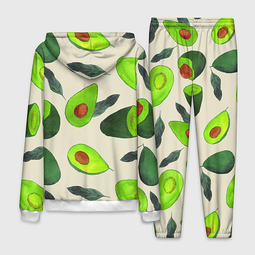 Мужской костюм Авокадо - фруктовый паттерн / 3D-Белый – фото 2