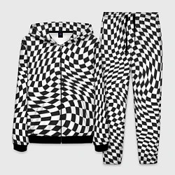 Костюм мужской Черно-белая клетка Black and white squares, цвет: 3D-черный