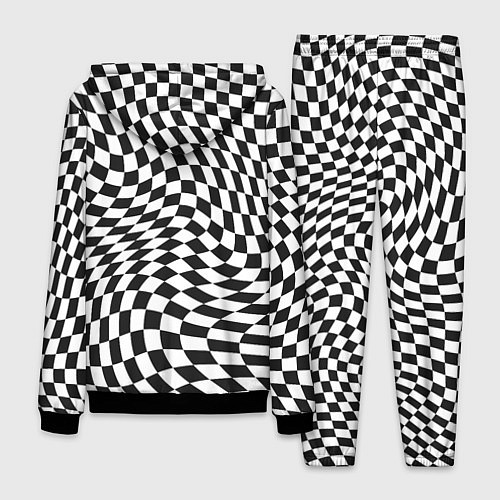 Мужской костюм Черно-белая клетка Black and white squares / 3D-Черный – фото 2