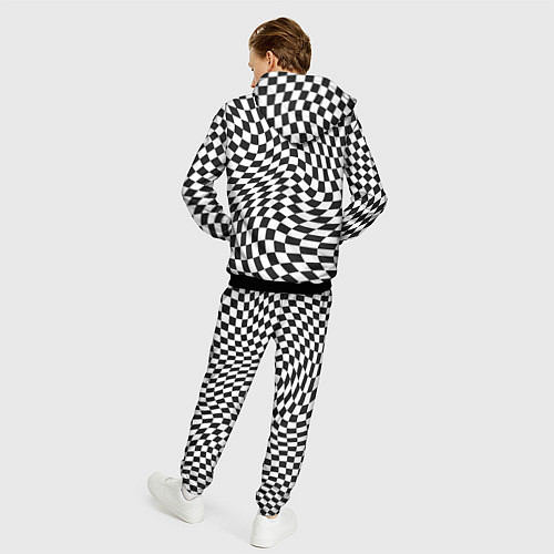 Мужской костюм Черно-белая клетка Black and white squares / 3D-Черный – фото 4