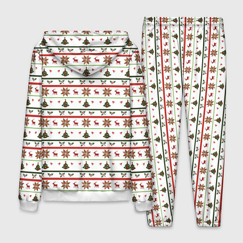 Мужской костюм Узор новогодний Бело-красно-зеленый / 3D-Белый – фото 2