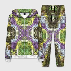 Костюм мужской Коллекция Фрактальная мозаика Фиолетово-зеленый, цвет: 3D-белый