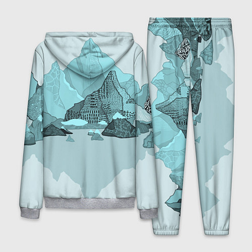 Мужской костюм Голубой горный пейзаж с темно-серыми тенями / 3D-Меланж – фото 2