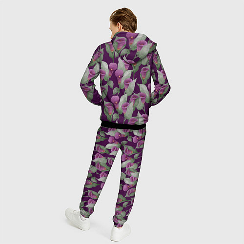 Мужской костюм Фиолетовые каллы на темно фиолетовом фоне / 3D-Черный – фото 4