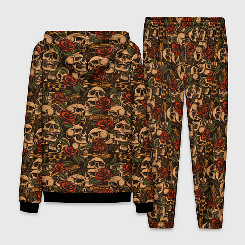 Мужской костюм Черепа с оружием и розами / 3D-Черный – фото 2