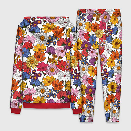 Мужской костюм Полевые Цветы на белом фоне / 3D-Красный – фото 2