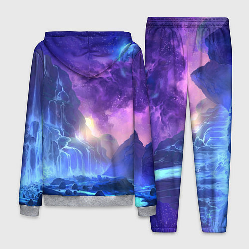 Мужской костюм Фантастический пейзаж Водопад Неон / 3D-Меланж – фото 2