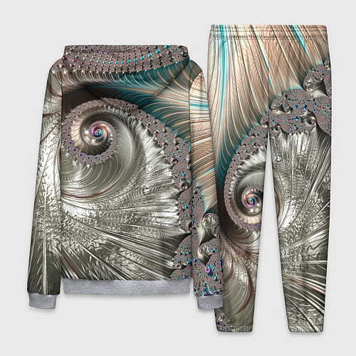 Мужской костюм Fractal pattern Spiral Серебристый фрактал спираль / 3D-Меланж – фото 2