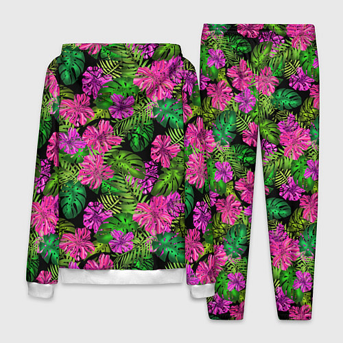 Мужской костюм Тропические листья и цветы на черном фоне / 3D-Белый – фото 2