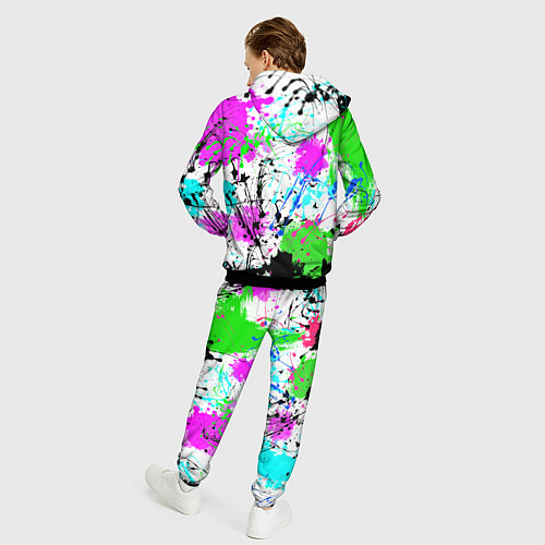 Мужской костюм Неоновые разноцветные пятна и брызги красок / 3D-Черный – фото 4