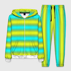 Костюм мужской Бирюзово-желтые неоновые полосы, цвет: 3D-белый