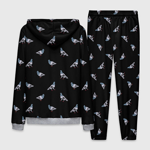 Мужской костюм Голуби на черном паттерн / 3D-Меланж – фото 2