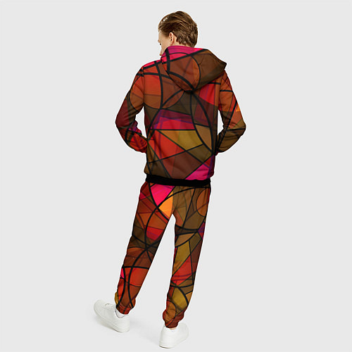 Мужской костюм Абстрактный узор в оранжево-красных тонах / 3D-Черный – фото 4