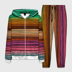 Костюм мужской Multicolored thin stripes Разноцветные полосы, цвет: 3D-белый