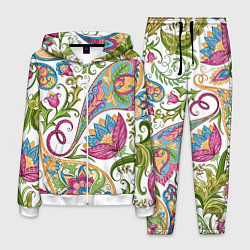 Костюм мужской Fashionable floral Oriental pattern Summer 2025, цвет: 3D-белый
