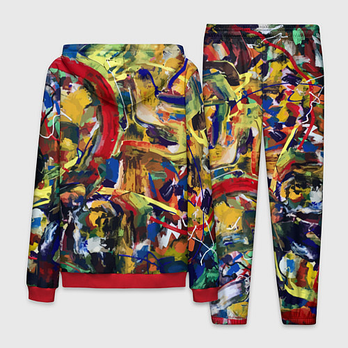 Мужской костюм Смелые экспрессивные мазки краски / 3D-Красный – фото 2