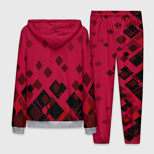 Мужской костюм Геометрический узор в красно-черных тонах / 3D-Меланж – фото 2