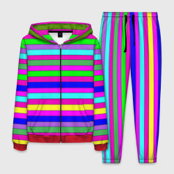 Костюм мужской Multicolored neon bright stripes, цвет: 3D-красный