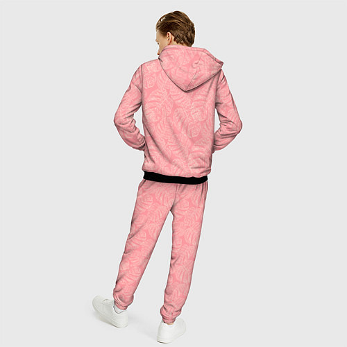 Мужской костюм Бежевые листья монстеры на розовом / 3D-Черный – фото 4