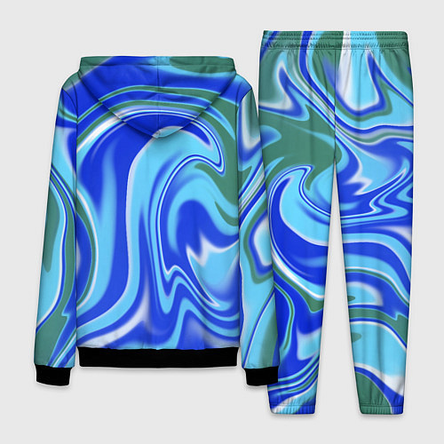 Мужской костюм Тай-дай с синим, зелёным и белым цветом / 3D-Черный – фото 2