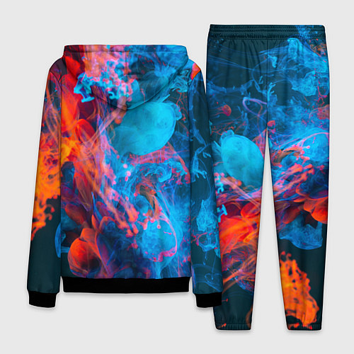 Мужской костюм Абстрактное переплетение оранжевой и синей красок / 3D-Черный – фото 2