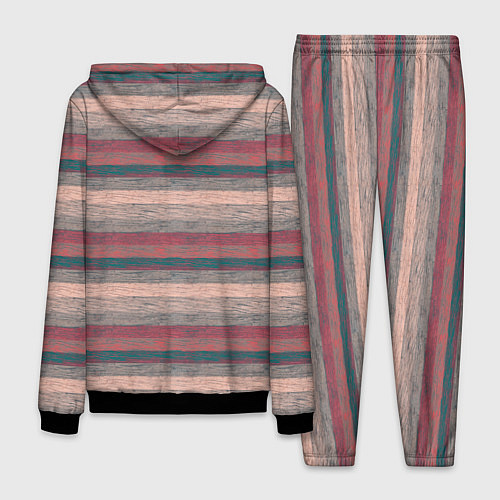 Мужской костюм Серые, бежевые, красные полосы с текстурой дерева / 3D-Черный – фото 2